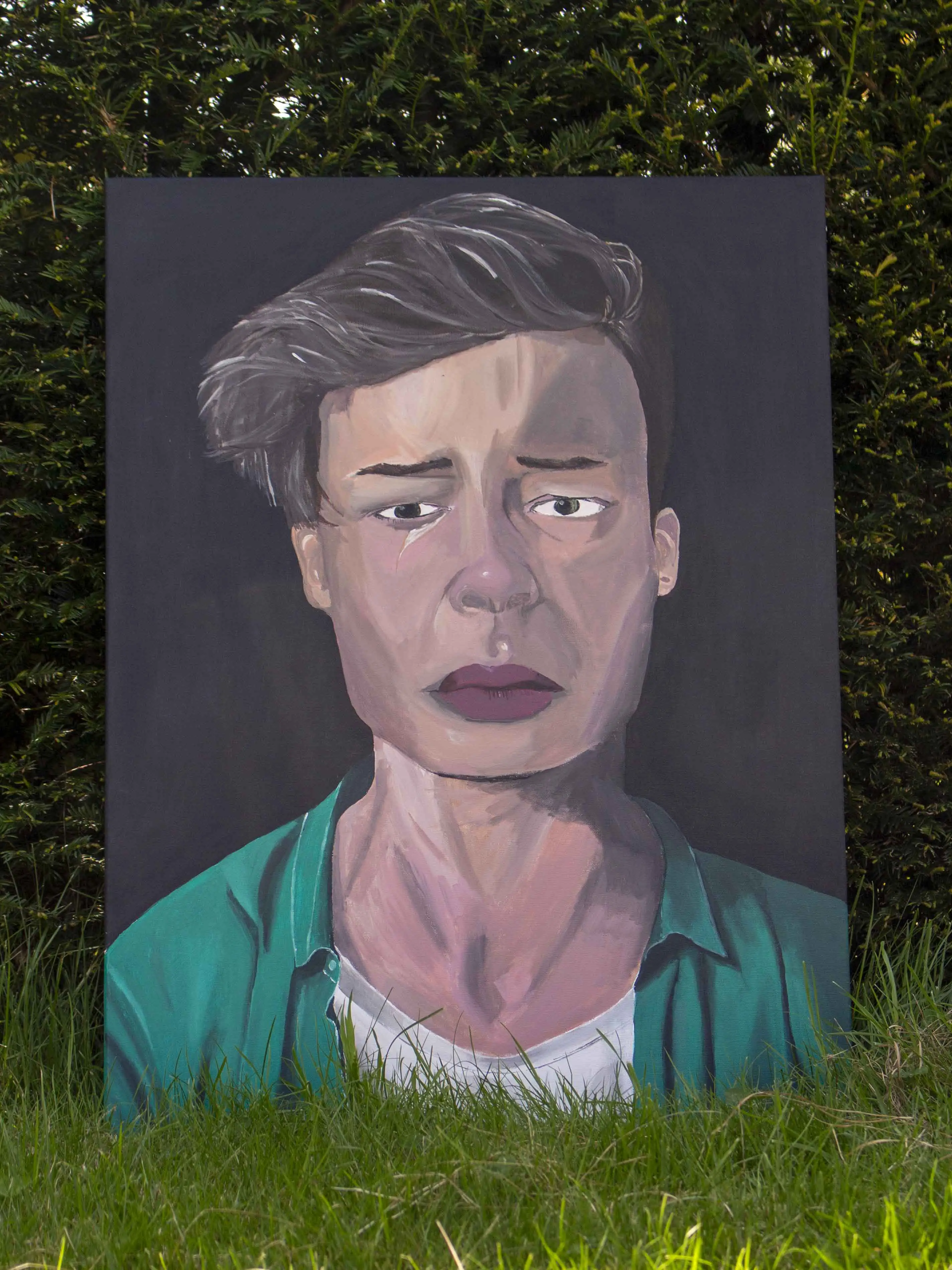 paintiing man in a garden